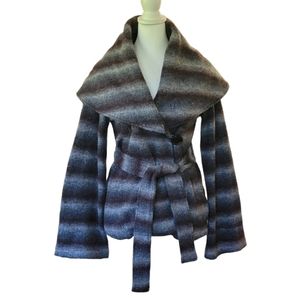 525 America Striped Jacket with Large Collar & Belt Womens Small